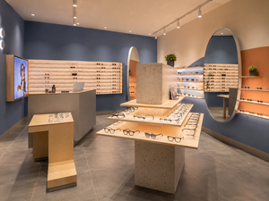 Diseño Moderno de Óptica Nórdica, Muebles de Exhibición de Gafas Personalizados, Madera, Terrazo, Vidrio, LED, Solución de Diseño Interior para Tiendas Minoristas - Product Image 3