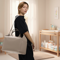 Sac fourre-tout en cuir vegan imperméable et isolé, convertible en sac à dos et sac à bandoulière, grande capacité pour couches, travail, voyage et usage quotidien