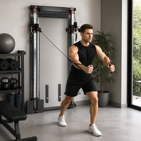 FRS Machine Smith Murale, Entraîneur Fonctionnel, Crossover par Câbles, Machine de Gym avec Miroir, Pile de Poids en Acier de 100 kg, Gain de Place, Usage Domestique