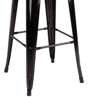 Tabouret de bar industriel bleu sans accoudoirs, chaises de bar en métal avec hauteur d'assise de 65 cm, tabourets de bar pour comptoir de cuisine avec siège en bois