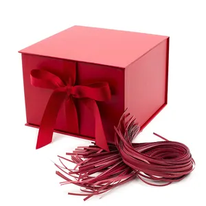 Kapaklı kırmızı geri dönüşümlü kağıt lüks hediye kutusu elbise için sert kutular kağıt hediye kutusu
