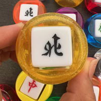 Set Indikator Angin Mahjong Akrilik Kristal 22mm, 6 Buah Ubin Angin Empat Arah & Naga, 9 Pilihan Warna