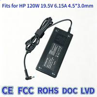 Adaptateur d'alimentation pour ordinateur portable DC 120W 19.5V 6.15A, pointe noire fine, chargeur de remplacement compatible avec OMEN 15 Pavilion Gaming ENVY 15Notebook