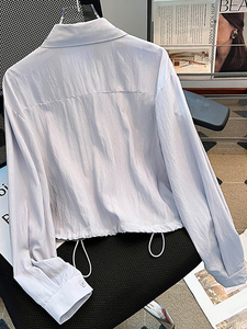 <span class=keywords><strong>Camicia</strong></span> da Donna Primavera 2026 Nuova Moda Elegante Casual Versatile con Sciarpa in Seta Manica Corta e Lunga - Product Image 4