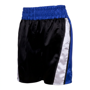 Pantalones Cortos de Boxeo para Hombre, Negros, Blancos y Azules, con Bloques de Color Satinados, Transpirables, de Poliéster, Ropa Deportiva - Product Image 1