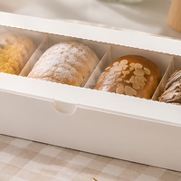 Boîte à pâtisserie jetable en carton ivoire de qualité alimentaire personnalisée avec fenêtre