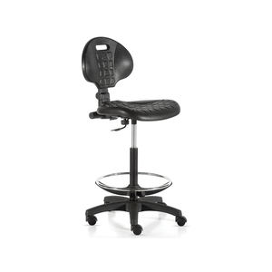 Ergonomic polyurethane <b>stool</b> by Tecnotelai <b>with</b> <b>wheels</b> and adjustable height (610/860mm). - Product Image 1