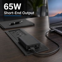 Chargeur GaN ultra-fin 65W avec prises pliables |   Charge rapide double port PD 3.0 (USB-A/USB-C)