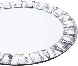 Assiettes de présentation en cristal diamanté miroir <span class=keywords><strong>argent</strong></span>é de luxe en gros, assiettes à dîner en verre pour mariage, décoratives, personnalisables - Product Image 4