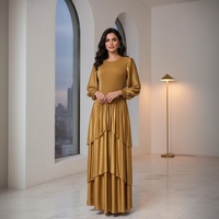 PLEAT Vente directe d'usine Nouvelles robes Commandes personnalisées acceptées Robe maxi en polyester métallisé Manches lanternes Femmes Casual Naturel