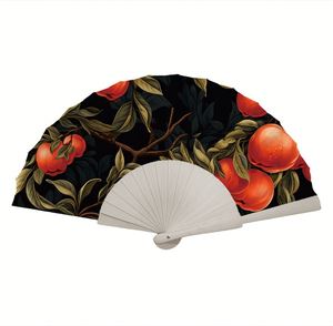 Craft Folding Fan Wooden Handheld Portable Fan with Painting Design 33cm Souvenir for Home Decoration - Product Image 4