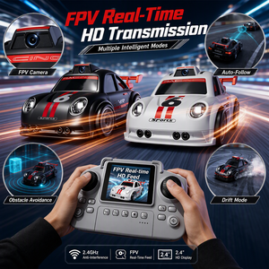 Voiture RC FPV miniature 2,4 GHz avec caméra HD, mode de suivi intelligent Wi-Fi, télécommande de bureau, véhicule de course, jouet d'intérieur, cadeau pour garçon - Product Image 2
