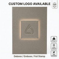 Carpeta de Negocios con Textura de Lino Gris Taupe, Portadocumentos Plegable con Logotipo Personalizado, Papelería Premium
