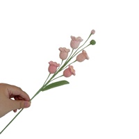 Bunga Lily of the Valley Rajutan Tangan Buatan dari Benang Katun Multi Warna, Tangkai Bunga Rajut untuk Dekorasi Rumah dan Pernikahan