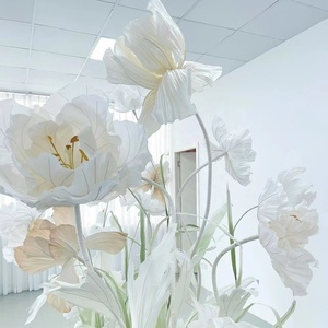 H-167 Ensemble floral géant autoportant en papier crépon, motif floral personnalisé, pour décoration de mariage et vitrine de magasin - Product Image 4