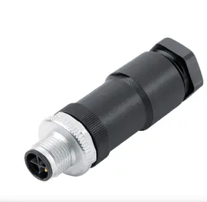 XZCC12MDM40B Sensor Connector, Male Straight, M12, 4 Pins, Pg 7 Cable Gland, Metal Collar