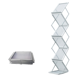 7 Camada de Alumínio A4 Magazine <span class=keywords><strong>Rack</strong></span> Acrílico Brochura Titular <span class=keywords><strong>Display</strong></span> <span class=keywords><strong>Rack</strong></span> Floor Standing Dobrável para Exposições e Feiras - Product Image 1