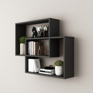 Set of <strong>2</strong> Rustic Wall Mounted Square <strong>Shelf</strong> <strong>Floating</strong> Wood Wall <strong>Shelves</strong> - Product Image 2