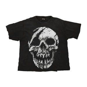 T-shirt en coton à col rond, nouveau design, imprimé numérique motif crâne, style punk, épaules tombantes, coupe ample, vente en gros - Product Image 2