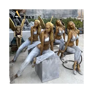 방 장식 소녀 동상 조각 예술 여성 현대 청동 실물 크기 뜨거운 섹시한 소녀 여성 동상
