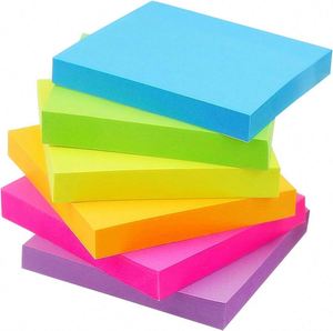 100 Sheets Assorted Bright Color Self-Adhesive Sticky Notes Multicolor <b>Memo</b> <b>Pads</b> Office School Daily Note-taking Document - Product Image 6