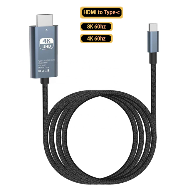 High Quality Wholesalers China 2m 8k 60hz Mobile Phone to Tv Cable USB 3.1 Type C to HD MI 2.1 Adapter Cable