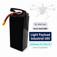 Paket Baterai NMC 6S 22.2v Lipo 40Ah Semi Solid State Cell untuk UAV Multi-Rotor Industri Beban Ringan, Daya Tahan Lama, BMS 5C Drone