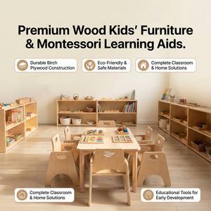 Muebles de Madera para Aula de Preescolar Montessori, Juego de Mesa y Sillas para Guardería, Centro de Aprendizaje para Niños - Product Image 3