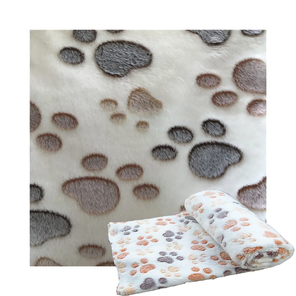 China factory price high quality cute Paw Pattern Printing 100% polyester flannel fabric