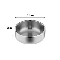 Bol à riz et nouilles réutilisable en acier inoxydable 304 double couche, 11/15/21 cm, design anti-écrasement, argenté, plats à assaisonnement en métal