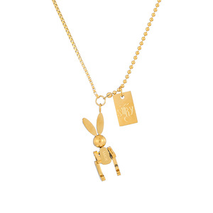 Nuova Collana a Catena con Maglie Bad Bunny in Acciaio Inossidabile Placcato Oro 18K PVD. Collana con Ciondolo Coniglio in Stile Hip-hop Rock - Product Image 6