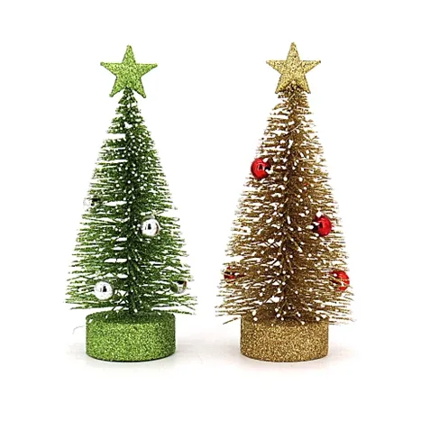 Mini arbre de noël en Sisal doré et argenté, pailleté, avec boule d'étoile et arbre à pin, décoration de Table