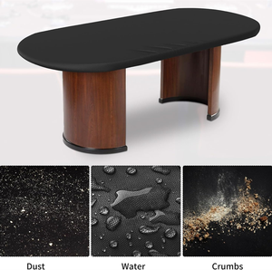 Wholesale Oval Poker <b>Table</b> Cover <b>Card</b> <b>Table</b> Cover with Adjustable Elastic and Buckle Waterproof Oxford Fabric 96"L x 44"W Black - Product Image 6