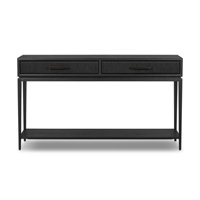 Table console de luxe en bois massif au design polyvalent et minimaliste, finition artisanale durable pour salon et foyer