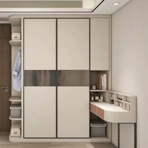 Armoire-penderie en bois avec porte coulissante et étagère à livres, style moderne, prix d'usine YALIG, crème française, élégante - Product Image 6