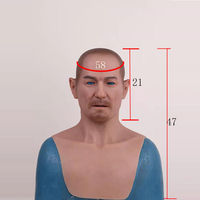 Masque en silicone réaliste pour cosplay, tête d'homme âgé avec sourcils et barbe implantés, accessoires de cosplay