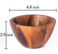 Custom Logo High Quality Hand Made Solid Wood Kitchen Utensils Soup Rice Tableware Acacia Salad Wooden Bowl