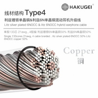 Câble d'écouteurs hybride HAKUGEI Coaxial Morning Litz plaqué argent 27AWG 19 conducteurs 0,7 mm 4,4/3,5/2,5 mm pour utilisation avec haut-parleur/microphone