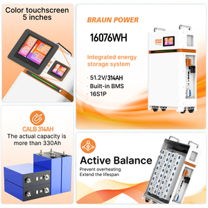 Système de Stockage d'Énergie <span class=keywords><strong>Braun</strong></span> Power 16.07 kWh 3.2V MB31 314Ah 16kWh 48V avec Batterie au Lithium 48 Volts et Système Solaire 15 kW à Vendre - Product Image 4