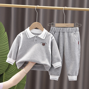 2025 bébé garçon nouveau à la mode vêtements pour bébés élégant à manches longues automne <span class=keywords><strong>sweat</strong></span> ensemble décontracté bouton printemps à la mode dessin animé - Product Image 3