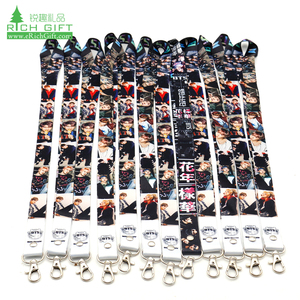 kpop idole <span class=keywords><strong>bts</strong></span> film star d'anime de bande dessinée lanière chaude de transfert de chaleur de colorant lanières d'impression - Product Image 3