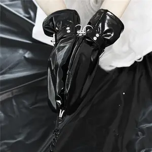 Handcuff Flirting Toys Gloves Restraint Bondage Lockable PU Leather Wrist Cuffs For Women