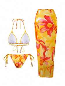 Traje <span class=keywords><strong>de</strong></span> <span class=keywords><strong>baño</strong></span> <span class=keywords><strong>de</strong></span> 3 piezas con estampado floral para mujer, detalles <span class=keywords><strong>de</strong></span> lazos, conjunto básico <span class=keywords><strong>de</strong></span> <span class=keywords><strong>Bikini</strong></span> y falda, traje <span class=keywords><strong>de</strong></span> <span class=keywords><strong>baño</strong></span> brasileño, venta al por mayor, logotipo personalizado - Product Image 2