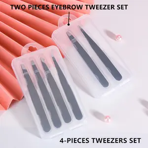 Professional 4pcs Eyebrow Eyelash Tweezers Set Stainless Steel Tweezers For Eyebrows