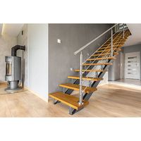 Escalier droit sur mesure en bois pour villa intérieure, marches antidérapantes en bois dur résistant à l'usure, fourniture d'escaliers domestiques durables