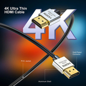 Cable HDMI 2.0 Portátil Delgado 4K de Alta Velocidad 18Gbps 4K HDR ARC con Carcasa de Aluminio Chapada en Oro, Cable de Video HDMI Ultrafino para Laptop - Product Image 2