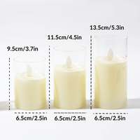 Ensemble de 3 bougies en verre LED sans flamme scintillantes 3D mèche pour festival mariage noël décor de fête à la maison