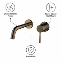 Смеситель для раковины Frascio Gold Waterfall, настенный, с одним отверстием, из латуни, с керамическим картриджем, для виллы