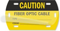 Logo personnalisé HDPE 4 "X 1.5" étiquette de câble optique auto-plastifiante étiquette d'identification sur signe de fibre optique étiquettes de fibre d'avertissement