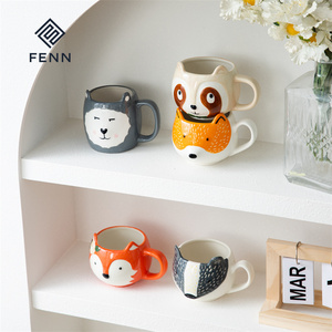 FENN mignon <span class=keywords><strong>tasse</strong></span> à café dessin animé mignon renard <span class=keywords><strong>chat</strong></span> vache nouveauté <span class=keywords><strong>tasse</strong></span> à eau peinte à la main en céramique nouveauté tasses en gros <span class=keywords><strong>tasse</strong></span> en céramique personnalisée - Product Image 2
